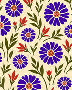 Bold Floral Pattern With Purple Red Blooms Rug