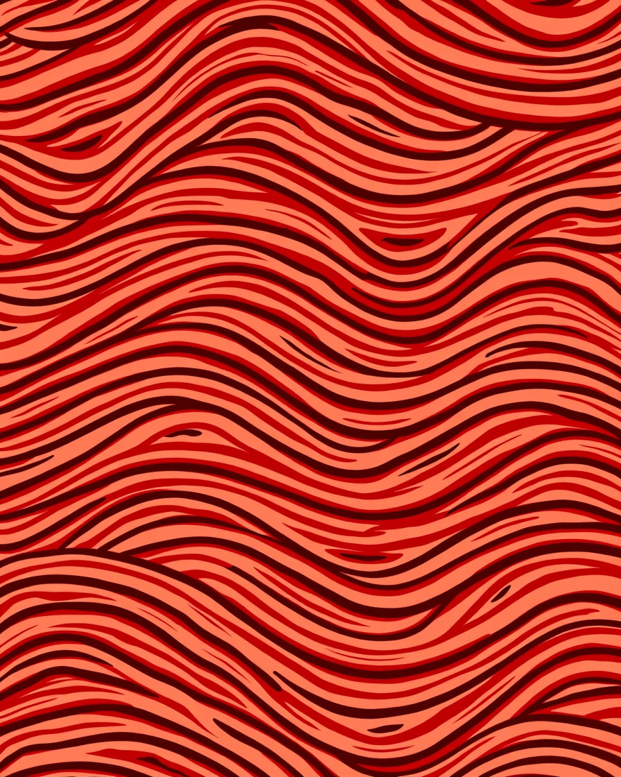 Bold Red Wavy Stripes Rug