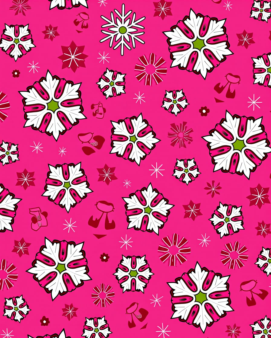 Funky Fuchsia Floral Snowflake Medley Rug