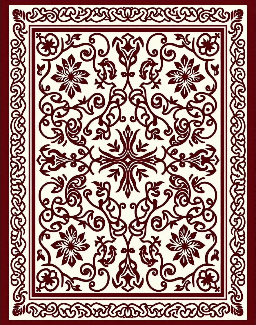Intricate Floral Vine Pattern Rug
