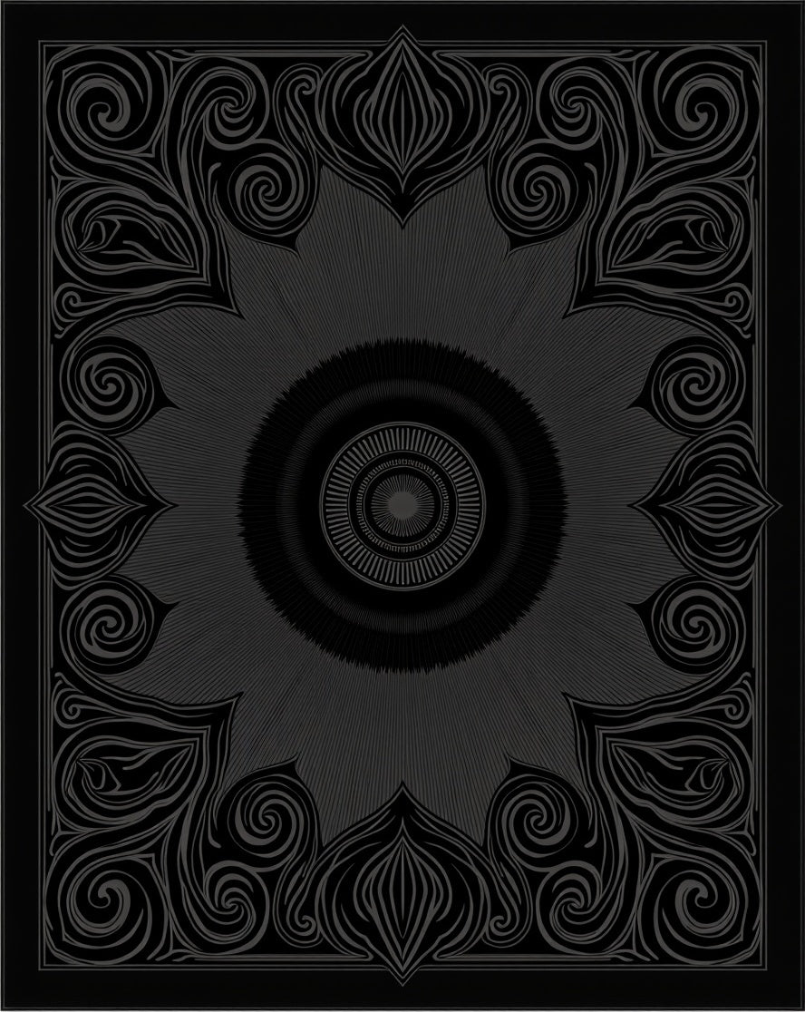 Dark Floral Scrollwork Centerpiece Rug