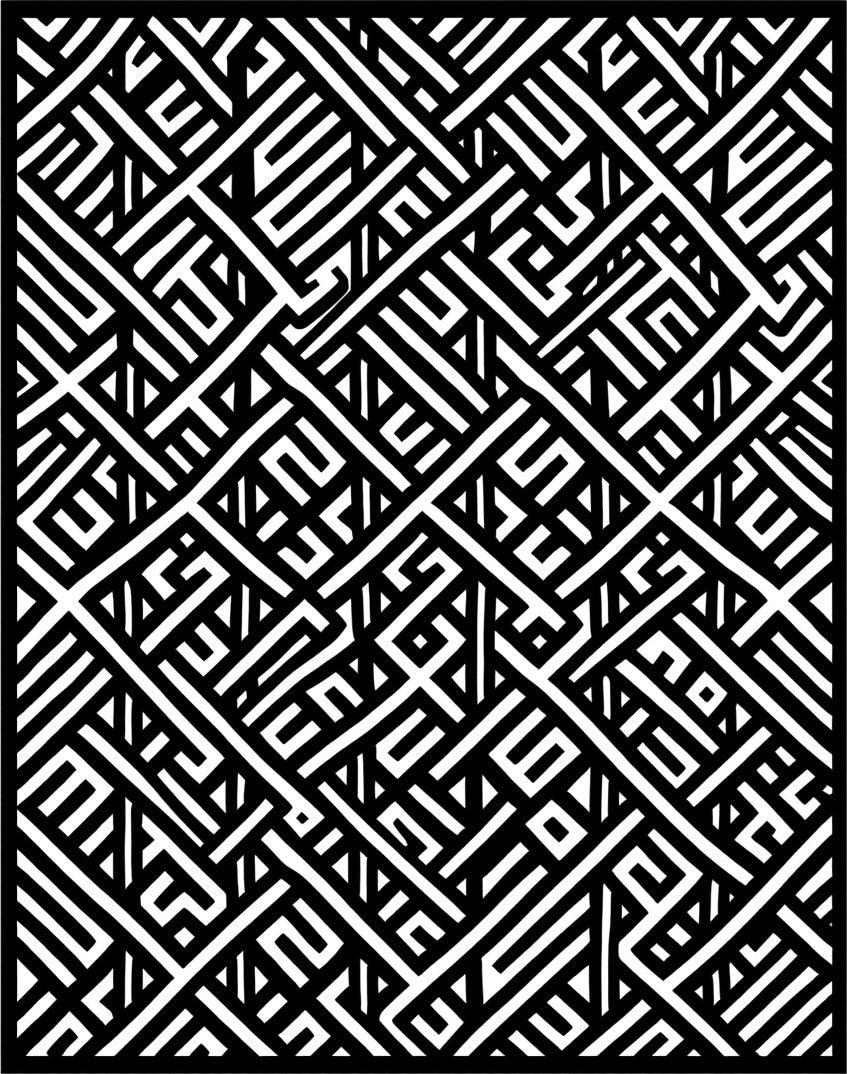 Abstract Geometric Interlocking Lines Design Rug