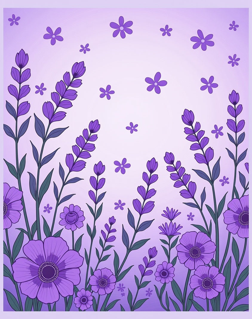 Lavender Floral Pattern Rug