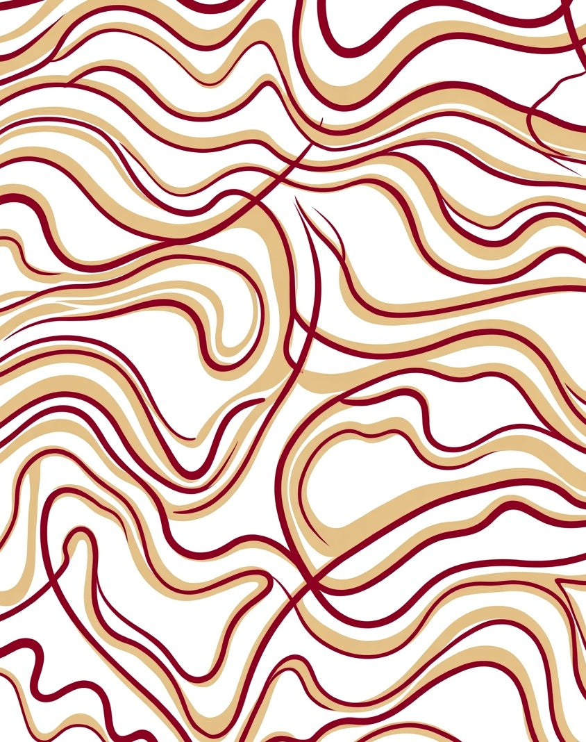 Rich Red Gold Swirl Pattern Rug