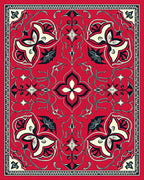 Red Floral Vine Intricate Pattern Rug