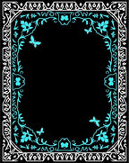 Aqua Butterfly Floral Decorative Frame Rug