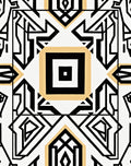 Art Deco Geometric Black White Gold Rug