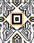 Art Deco Geometric Black White Gold Rug
