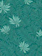 Teal Tropical Leaf Outline Pattern Rug