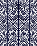Dark Blue White Abstract Tribal Design Rug