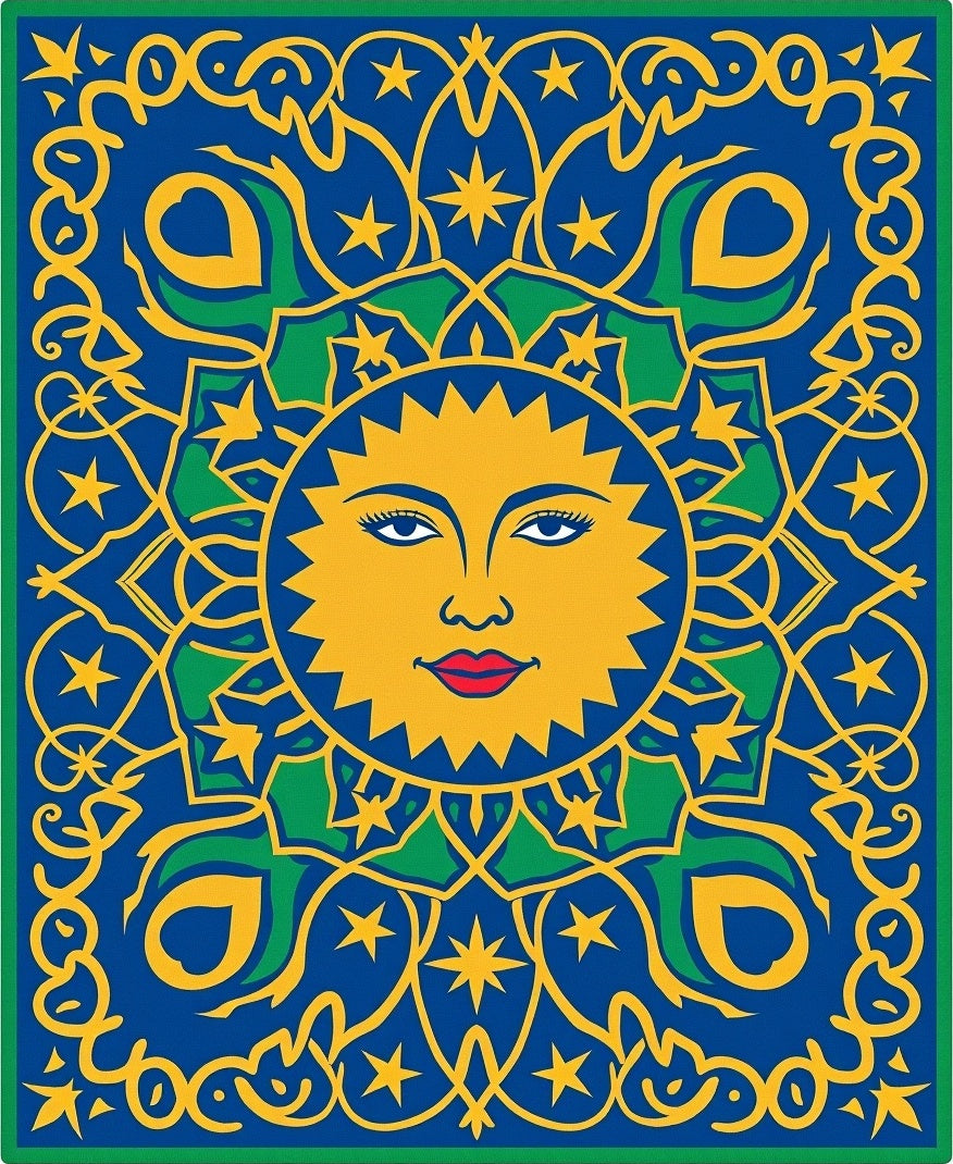 Vibrant Sun And Stars Medallion Design Rug