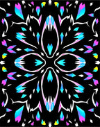 Symmetrical Neon Crystal Pattern Rug