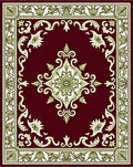 Regal Dark Red Floral Medallion Rug