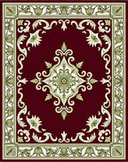 Regal Dark Red Floral Medallion Rug