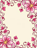Pretty Pink Floral Vines Design Rug
