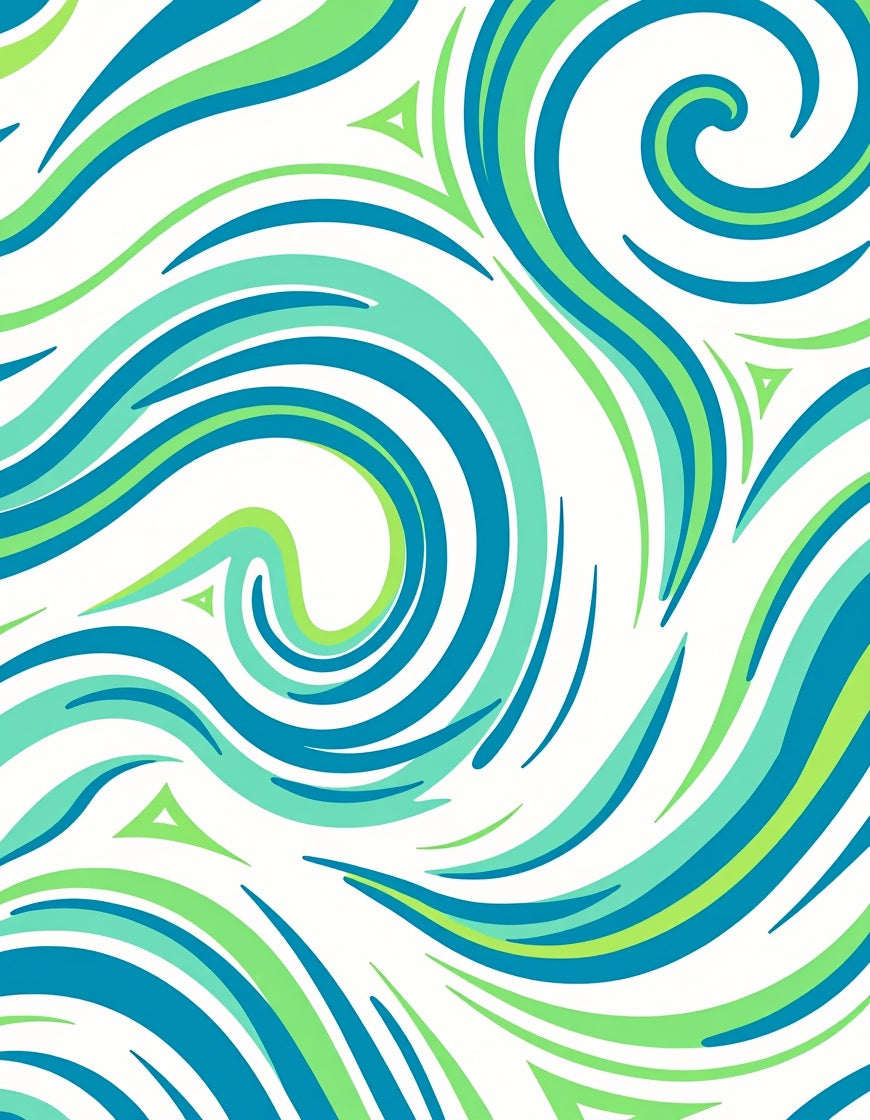 Green Blue Swirl Organic Pattern Rug