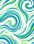 Green Blue Swirl Organic Pattern Rug