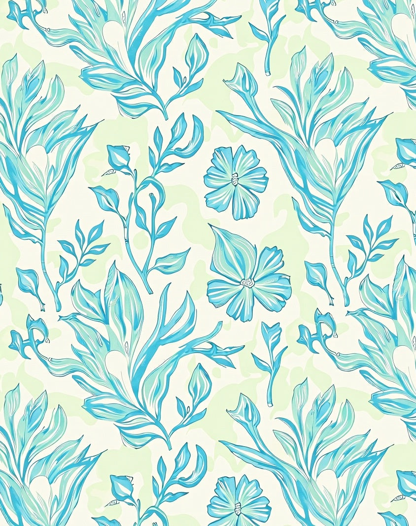 Oceanic Floral Sketch Pattern Rug