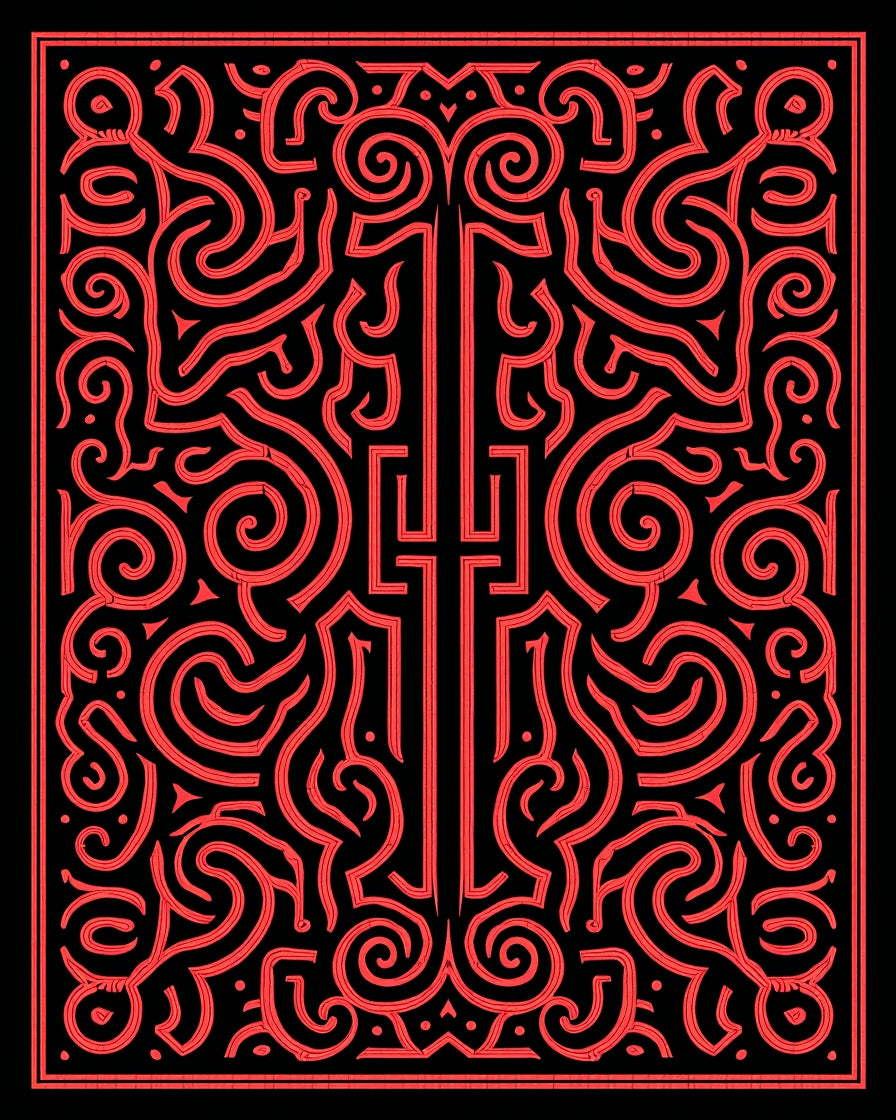 Bold Red Swirl Graphic Design Rug