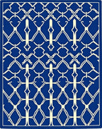 Intricate Blue Golden White Lattice Rug