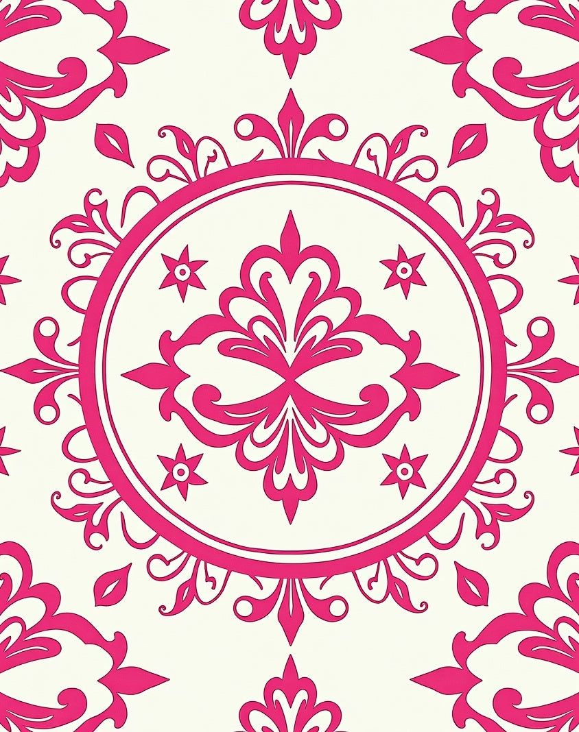 Ornate Hot Pink Medallion Pattern Rug