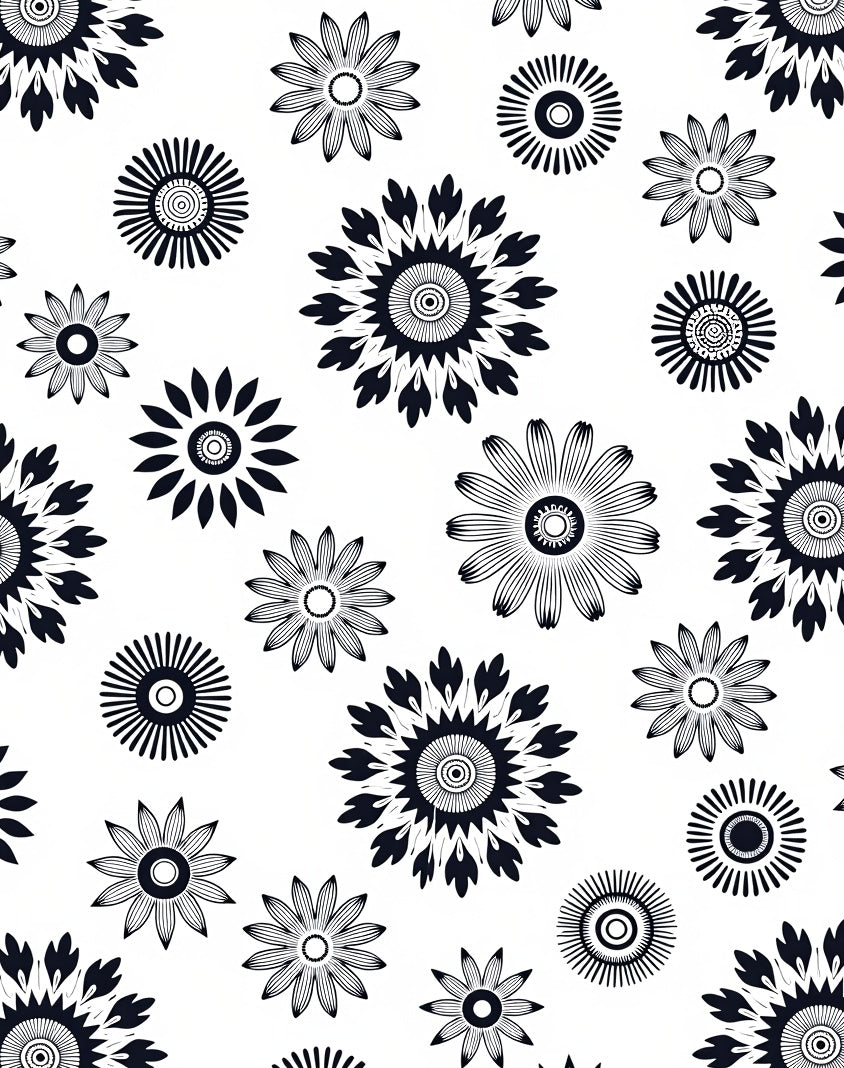 Floral Sunburst Tattoo Style Design Rug