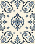 Elegant Light Blue Floral Medallion Design Rug