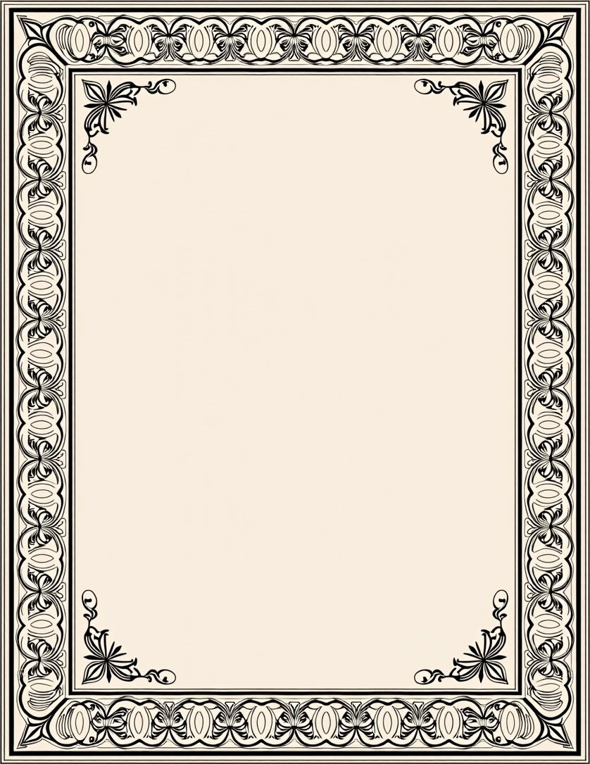 Ornate Floral Border Pattern Rug