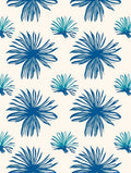 Bold Blue Leafy Pattern Rug