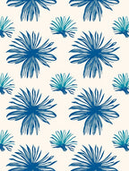 Bold Blue Leafy Pattern Rug