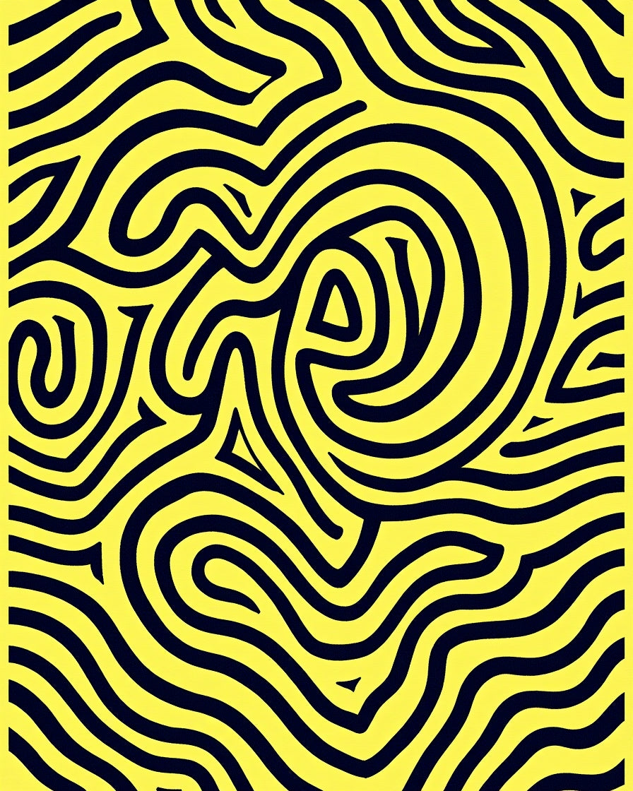 Vibrant Yellow Swirl Pattern Rug