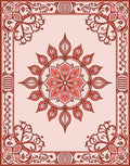 Vintage Floral Medallion Border Design Rug