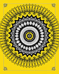 Radiant Yellow Sunburst Geometric Motif Rug