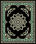 Black Cream Mandala Border Design Rug