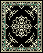 Black Cream Mandala Border Design Rug
