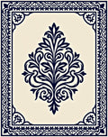 Dark Blue Traditional Floral Damask Rug