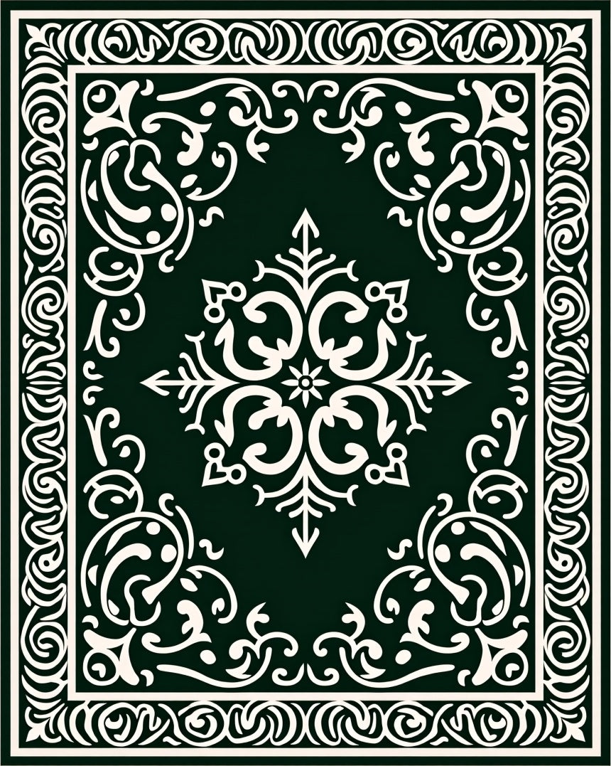 Ornate Floral Scrollwork Pattern Rug