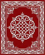 Ornate White Floral Border Rug