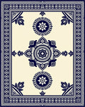 Elegant Blue And Cream Medallion Design Rug