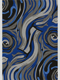 Abstract Blue Gray Swirl Pattern Art Rug