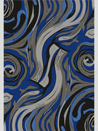 Abstract Blue Gray Swirl Pattern Art Rug