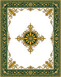 Elegant Green Gold Flourish Pattern Rug