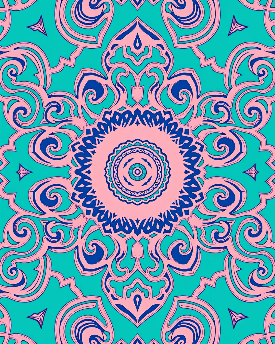 Retro Circular Floral Medallion Rug