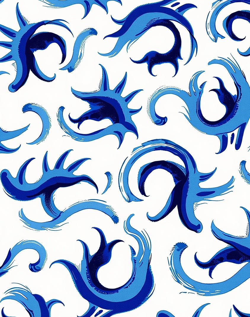 Dynamic Blue Swirl Organic Pattern Rug