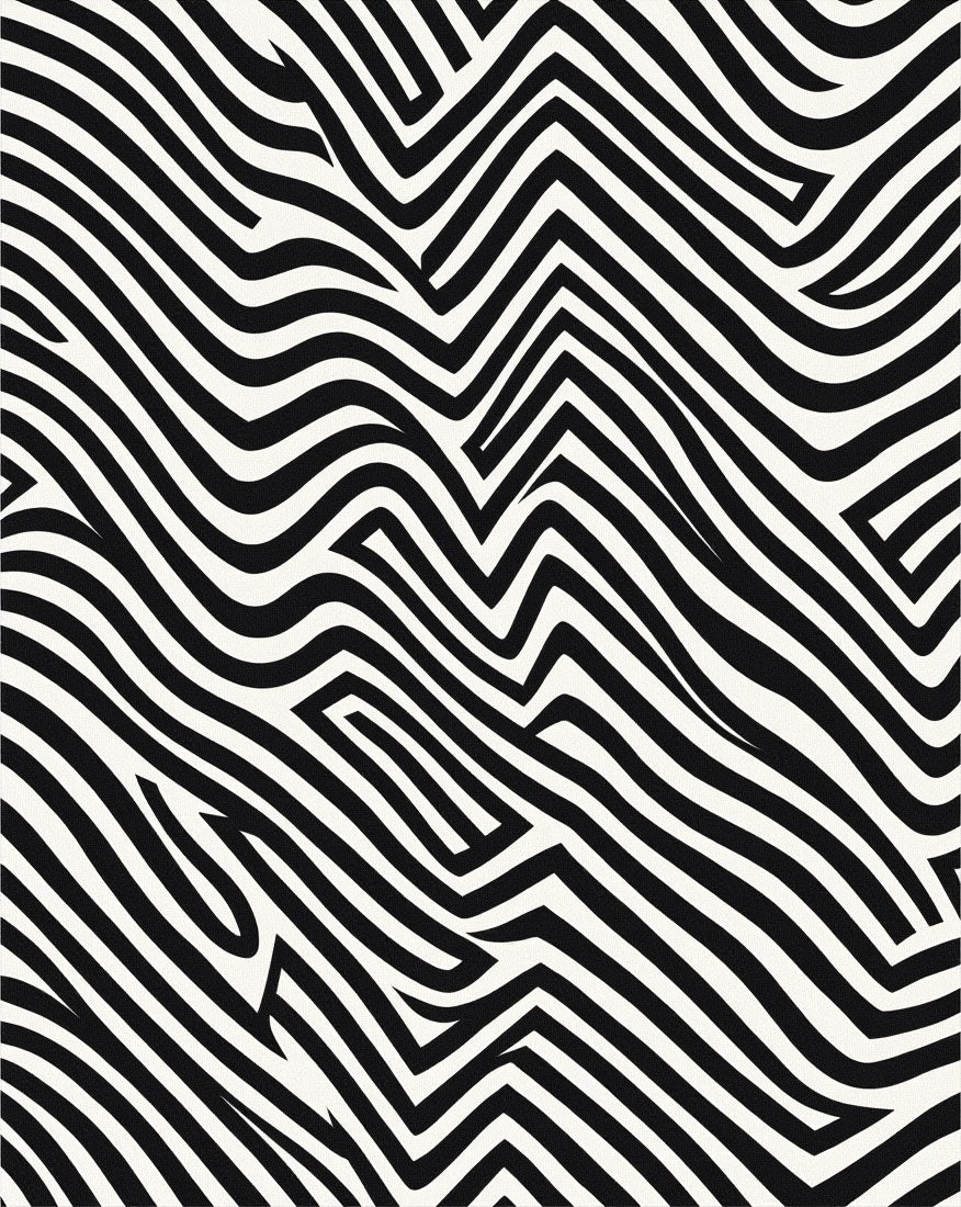 Black And White Wavy Abstract Design Rug