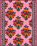 Pink Pumpkin Botanical Medallion Border Rug