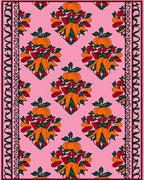 Pink Pumpkin Botanical Medallion Border Rug