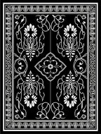 Elegant Black White Floral Symmetry Rug