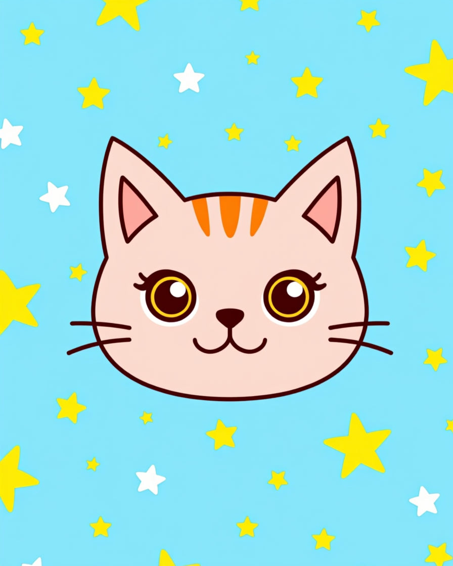 Cute Kitty Star Pattern Rug