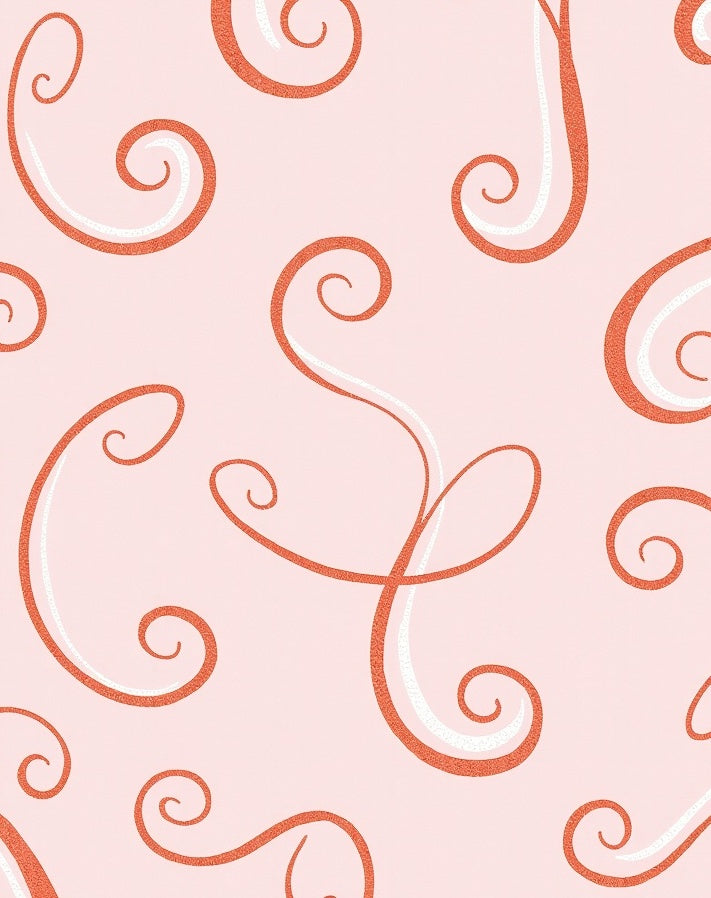 Coral Swirls Pattern Pink Background Rug